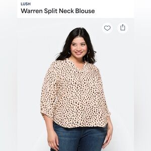 Lush Cream and Black Patterned Blouse
